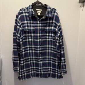 L.L.Bean fleece-lined flannel shirt, blue plaid pattern and traditional fit XL